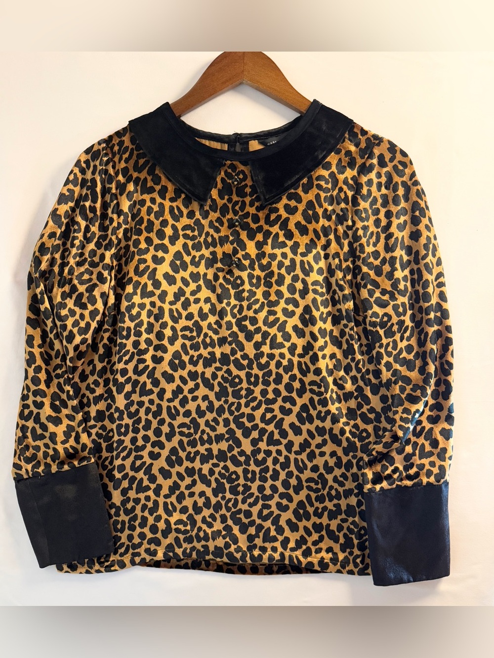 Marc by Marc Jacobs Leopard Silk Blend Blouse Peter Pan Velvet Collar 6